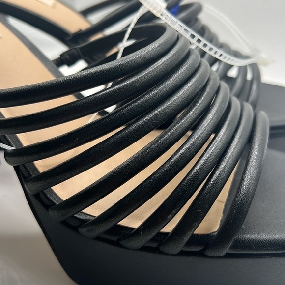 Antonio Melani Bree Tubular Black Slip On Block Heel Open Toe Sandals Size 9.5 - Picture 11 of 15